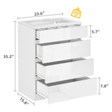 YITAHOME Dresser with LED, High Gloss Surface Large Chest of Drawers Storage Organizer with Glass Top, 4 Drawers TV Stand, Wide Dresser for Living Room YITAHOME