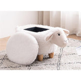 Home 2 Office Sheep Ottoman with Storage for Bedroom, Playroom, Nursery or Recreation Room Decor, Soft Animal-Shaped Ottoman with Wooden Legs Home 2 Office