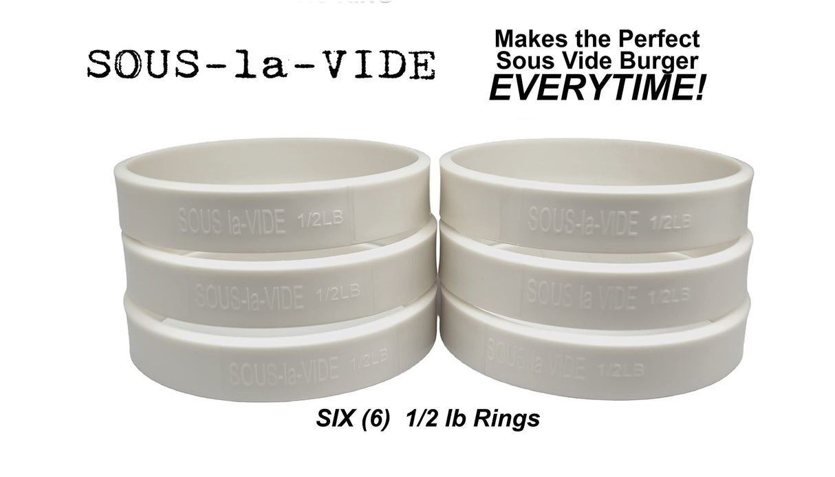 Sous Vide Perfect Hamburger/Burger Immersion Cooking Rings, SET of 6 (1/2 LB. Rings) sous-la-vide