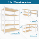 PrimeZone 36" W x 16" D x 72" H Closet Storage Shelves - 5 Tier White Metal Connector Shelving, Adjustable Heavy Duty Garage Shelves, Utility Rack Organizer Shelf for Kitchen Pantry Closet Garage PrimeZone