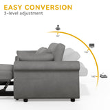 DWVO Sleeper Sofa Bed 3-in-1 Convertible Couch with Pullout Bed, 55'' Loveseat Sleeper Sofa Bed with Reclining Backrest with 2 Pillows and Storage Bag for Living Room, Bedroom, Apartment, Blue Gray DWVO