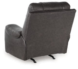 Signature Design by Ashley Trumble Modern Faux Leather Manual Rocker Recliner with Track Arms, Gray Signature Design by Ashley