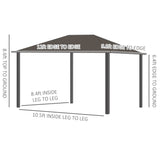 Outsunny 10' x 12' Hardtop Gazebo with Curtains and Netting, Permanent Pavilion Metal Single Roof Gazebo Canopy with Aluminum Frame and Hooks, for Garden, Patio, Backyard, Dark Gray Outsunny