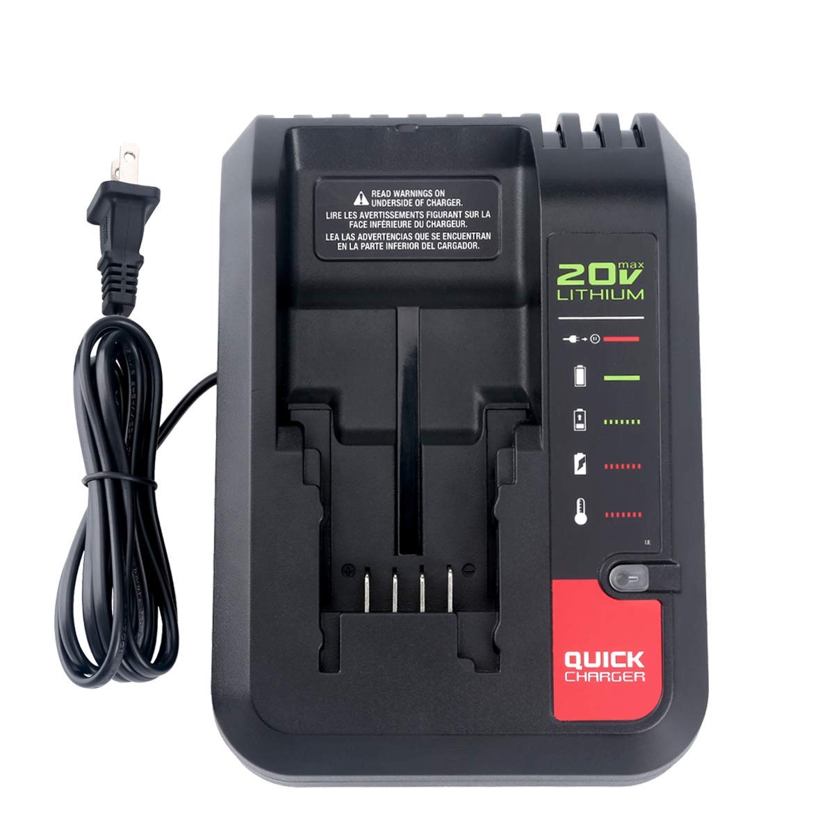 Lasica 20V Max Charger Compatible with Black & Decker 20V Battery and Compatible with Porter-Cable 20V Battery LBXR20 LBXR2020 PCC681L PCC685L PCC692L BDCAC202B 20-Volt Power Tool Battery Charger Lasica