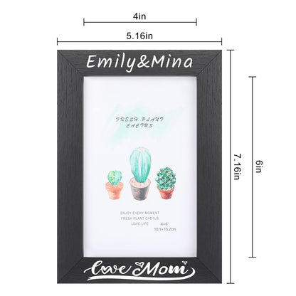 Personalized Picture Frame, Custom Picture Frames, Wooden Customized Photo Frame, Hanging/Tabletop Engraved Picture Frame, Personalized Add Your Custom Text Photo Picture Frame (4x6-Inch) - WoodArtSupply