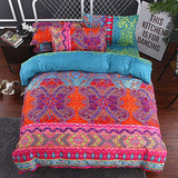 WONGS BEDDING Bohemian Comforter Set Queen, Ultra Soft Microfiber Reversible Boho Alternative Comforter Set - 3 Pieces (1 Solid Comforter + 2 Pillowcases), Bedding Duvet Set for Queen Bed WONGS BEDDING