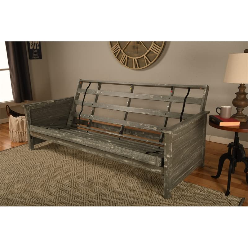 Kodiak Furniture Lexington Full-Size Futon Frame in Weathered Gray Finish - WoodArtSupply