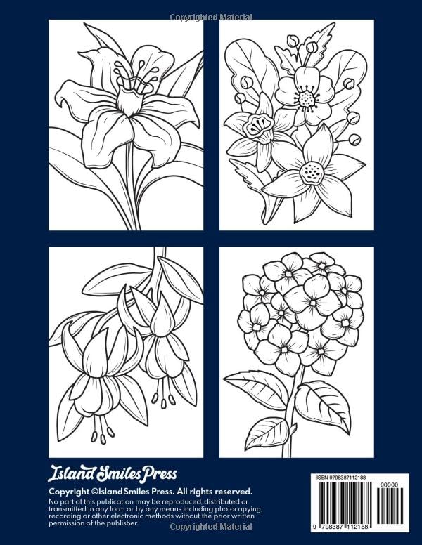 Simple Large Print Coloring Book for Adults with Relaxing Flowers: 40 ...