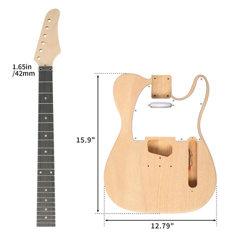 Electric Guitar,DIY Electric Guitar Kit with Mahogany Body, KST-Style 6 Strings Electric Guitar Kits W/Maple Neck, Techwood Fretboard, SSS Pickups, Shoulder Strap, All Accessories Included Volowoo