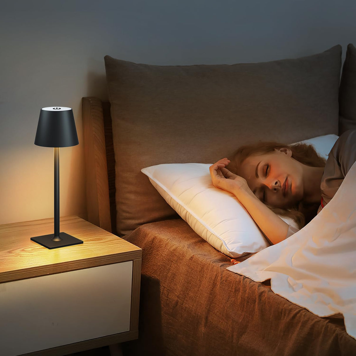 Fizrice Cordless Table Lamp Rechargeable Lamps: 6000mAh Battery Operated Table Lamp Outdoor Waterproof, Touch Control, Portable Wireless Desk Lamp for Dinner/Bedroom/Restaurant(Black 2 Pack) Fizrice