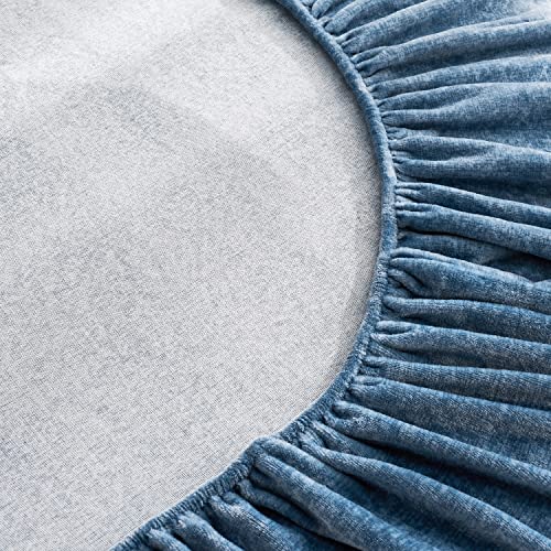 YASMENG Extra Soft Blue Velvet Plush Fitted Sheet Twin Size with 16” Deep Pocket, Warm Luxury Single Fitted Sheet Only for Fall Winter Spring, Fuzzy Flannel Fleece Mattress Protector Cover YASMENG