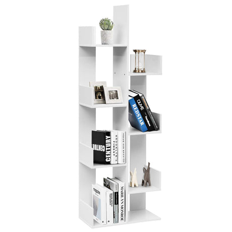 Tangkula 8 Shelf Bookshelf, Tree Bookcase with 8 Book Shelves, Freestanding Room Dividers, 57 x 20 x10 Inch, Display Storage Shelf for Books CDs Plants, Wooden Bookshelf for Home Office Decor Tangkula