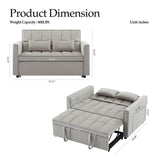 POYISOU Modern 3 in 1 Convertible Sleeper Sofa Couch Bed with USB, Adjustable Backrest Velvet Pull Out Sofa Bed, Loveseat Sleeper Couch, Couches for Living Room, Bedroom, Apartment, Light Grey POYISOU