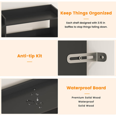 Semoic 70.8" Tall Corner Bookshelf, 7 Tiers Large Etagere Bookcases with Baffles, L-Shaped Modern Storage Display Rack Industrial Bookshelves for Bedroom, Home Office, Living Room & Kitchen, Black Semoic