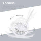 Outsunny White Adirondack Rocking Chair with Wagon Wheel Armrests – Outdoor Comfort for Porch, Garden, and Poolside Outsunny