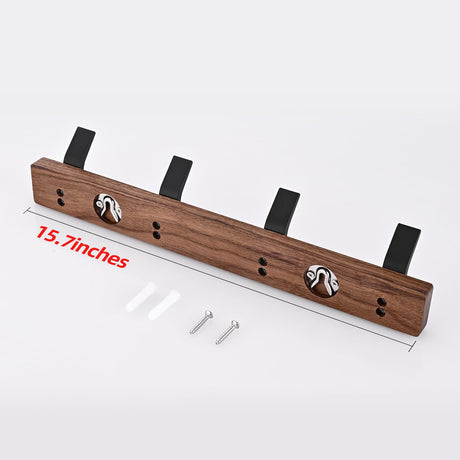 Jadorn Coat Rack Wall Mount - 15.7 Inches Walnut Wood Coat Hooks Coat Rack Wall Mount with 4 Hooks Black Aluminum Coat Hooks for Hanging Coat Hat Bag Hat Rustproof Coat Hanger Jadorn