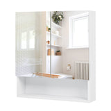 FOTOSOK Bathroom Wall Cabinet Medicine Cabinet, Wall Mounted Bathroom Mirror with Storage Mirror Cabinet with 2 Doors and Adjustable Shelf, Laundry Living Room, White FOTOSOK