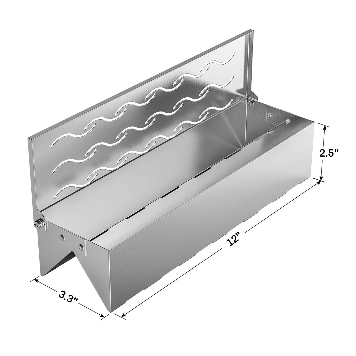 Skyflame Wood Chip Smoker Box, Stainless Steel Double V-shape BBQ Smoke Box with Hinged Lid for Charcoal & Propane Gas Grill, 12.5"(L) x 3.3"(W) x 2.5"(H), U.S. Design Patent Skyflame