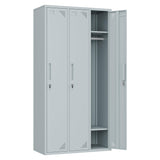 Anxxsu Metal Locker with 3 Doors Employees Locker, Metal Storage Locker with Hooks, 71" Storage Cabinet Lockers for Employees, Home, Office, Gym Requires Assembly (Grey) Anxxsu