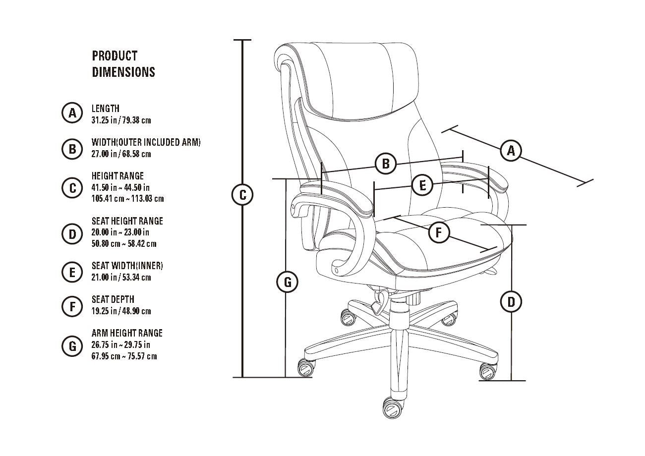 La-Z-Boy Bellamy Executive Office Chair with Memory Foam Cushions, Solid Wood Arms and Base, Waterfall Seat Edge, Bonded Leather, Brown - WoodArtSupply