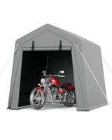 6 x 8 ft Portable, Carport Storage Shed with Heavy Duty Waterproof Tarp & 2 Roll-Up Zipper Doors, Ideal Tent for Motorcycles, Bikes, Garden Tools, and Firewood Hipicute