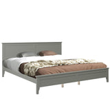 Harper & Bright Designs King Size Platform Bed Frame with headboard/Solid Wood Foundation with Wood Slat Support/No Box Spring Needed/Easy Assembly, Rustic Pine - Gray Harper & Bright Designs