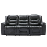 3 Seater Home Theater Recliner Manual Recliner Chair with Two Built in Cup Holders for Living Room,Bedroom, Black Generic