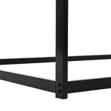 EMKK Twin Over Twin Bunk Bed with Slide and Ladder, Junior House Low Bunk Bed Metal Bunkbeds w/Safety Guardrail for Girls, Boys, Floor Bunk Bed, No Box Spring Needed, Easy to Assemble EMKK