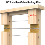 BLIKA 20 Pairs 4"x4" Invisible Cable Railing Kit, 1/8" Invisible Receiver and Swage Stud End for 2"x2", 4"x4" Wood/Metal Posts, 1/8" Cable Railing Hardware, Invisible Cable Railing Hardware BLIKA