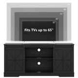 Farmhouse TV Stand for 65/60/55 Inch Tvs, Rustic Entertainment Center with Storage Cabinets & Sliding Barn Doors, Modern Media Console Table, Wood Television Furniture for Living Room, Bedroom, Black Xixini