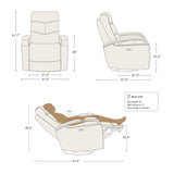 CHITA Genuine Leather Power Swivel Glider Rocker Recliner, FSC Certified Mid Century Modern Recliner Chair for Adults, Adjustable Power Headrest, for Nursery and Living Room, Creamy Grey CHITA