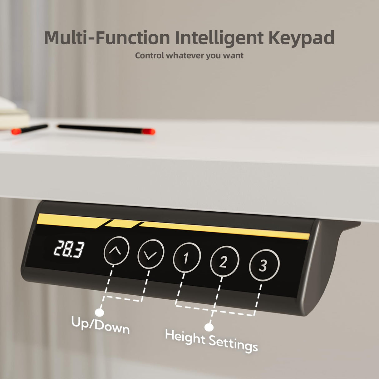 Claiks Electric Standing Desk Adjustable Height with Spacious Storage Bag, 48x24 Inch Stand Up Desk with Headphone Hook, Sit Stand Desk for Home Office Computer Workstation, White Claiks
