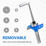 Newdeli Rabbet Router Bit Set 1/4 Inch Shank - 4Pcs Rabbeting Router Bits（1/8",1/4",3/8", 1/2" Height） with 6 Bearings Set (1/2", 5/8", 3/4", 7/8", 1", 1-1/8" Bearings) - Wood Biscuit Slot Cutters Newdeli