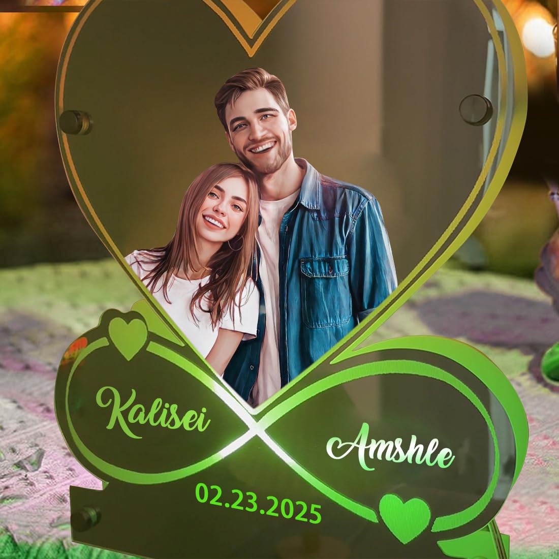 Personalized Couple Photo Infinity Symbol Mirror Lamp Custom Photo Couple Name Date Mirror Neon Sign Wall Art Decorion Gift for Valentine's Day Anniversary Birthday Wedding Wife Husband (Style 10) Generic