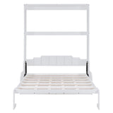 HABITRIO Queen Size Murphy Bed, Wooden Queen Murphy Bed Wall Bed with Sofa and Cushion, White HABITRIO