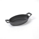 HAWOK Cast Iron Mini Oval Serving Dishes with a Storage Bag, Oval-shaped Casserole Dishes, 4 PCS HAWOK