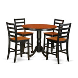East West Furniture TRFA5-BLK-W 5 Piece Counter Height Pub Set Includes a Round Dining Room Table and 4 Kitchen Chairs, 42x42 Inch, Black & Cherry East West Furniture
