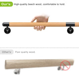 Dolibest 100 inch Wood Handrail Indoor Stairs Handrail Wall Mount Handrail w/Sturdy Metal Barckets, Non-Slip and Comfty Handrail Barrier-Free Staircase Grab Bar for Elderly, 1-1/2'' Round Dolibest
