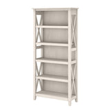 Bush Business Furniture Key West 5-Shelf Bookcase in Linen White Oak - Stylish Storage Solution for Any Room Bush Business Furniture