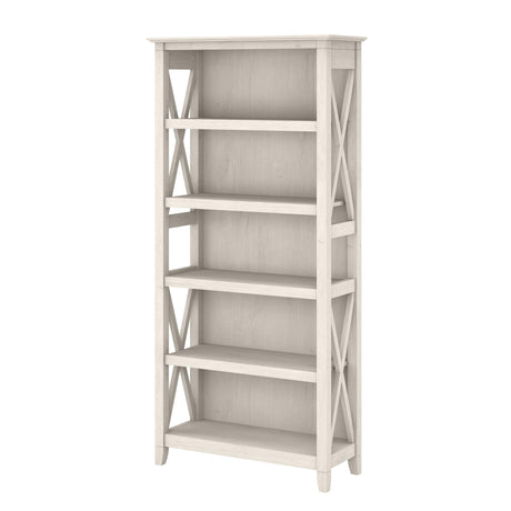 Bush Business Furniture Key West 5-Shelf Bookcase in Linen White Oak - Stylish Storage Solution for Any Room Bush Business Furniture