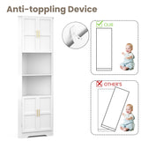 CHUWELL Corner Cabinet, 67'' Tall Corner Storage Cabinet with 4 Barn Doors and Adjustable Shelves for Living Room, Kitchen, Bathroom, Laundry Room, White CHUWELL