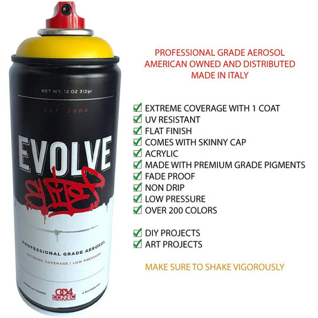 Evolve Elite 12 pack, Medium Pressure - Assorted Colors 12 oz Cans - Spray Paint Set EvolveElite