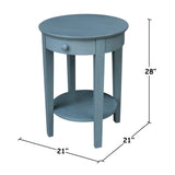 IC International Concepts International Concepts Phillips Accent Drawer Table, Ocean Blue - Antique Rubbed IC International Concepts
