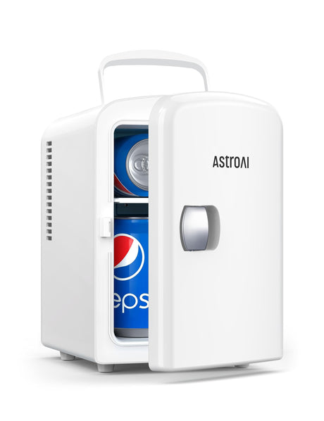 AstroAI Mini Fridge, 4 Liter/6 Can AC/DC Portable Thermoelectric Cooler Refrigerators for Skincare, Beverage, Home, Office and Car, ETL Listed (White AstroAI