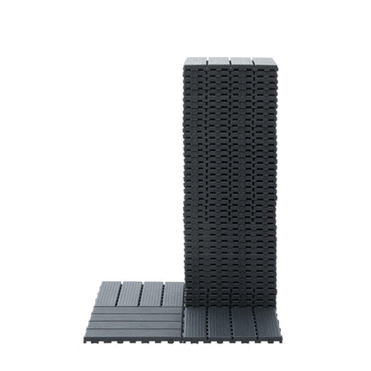 54 PCS Plastic Interlocking Deck Tiles, 12"x12" Waterproof Outdoor Flooring, Patio Floor Decking Tiles for Balcony, Backyard, Pool, Garden Balcony Decorations (54, C-Gray, 12'' x 12'')