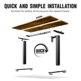 Veken 55 Inch Electric Standing Desk, Height Adjustable Sit Stand Up, Wood Desktop, Work Home Office Computer PC Table, Tall Standup Workstation, Writing Study Rising Desks, Brown Veken