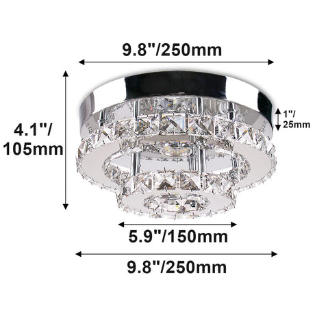 Cainjiazh Mini Chandelier LED Crystal Ceiling Light 2 Layers Flush Mount Ceiling Light Modern Chandelier Lighting for Hallway Staircase Kitchen Bathroom (Cool White) Cainjiazh