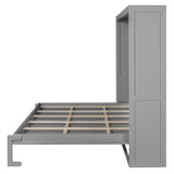 Harper & Bright Designs Queen Size Murphy Bed Wall Bed with LED Lights, Solid Wood Queen Platform Bed, Murphy Chest Bed, Muti-Functional Cabinet Bed for Kids Teens Adult,Gray Harper & Bright Designs