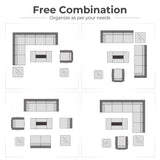 HOOOWOOO 10 Piece Patio Sectional Furniture Set with Fire Pit Table,Modern Wicker Outdoor Conversation Sofa Sets,Weather Resistant Modular L Shaped Outside Couch Swivel Chair Set(Black) HOOOWOOO