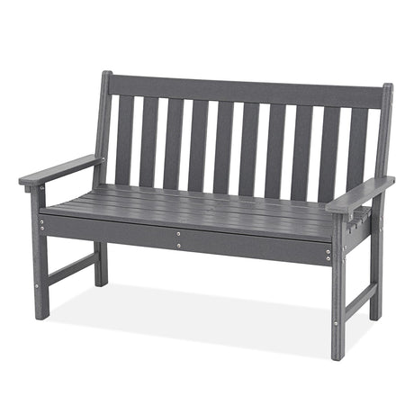 COBANA Dark Gray Outdoor Garden Bench – Durable All-Weather HDPE Patio Seating for 2-3 People COBANA